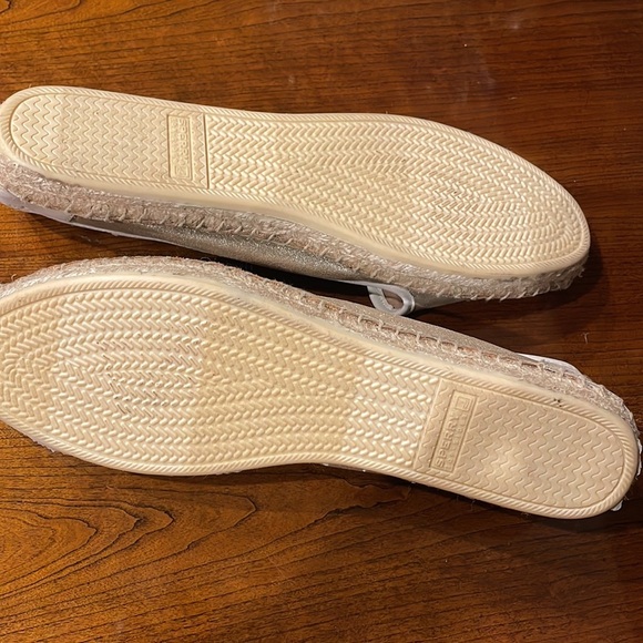 NWOT SPERRY women’s Top slide CoCo metallic gold flat espadrille / leather 10 - Picture 11 of 14